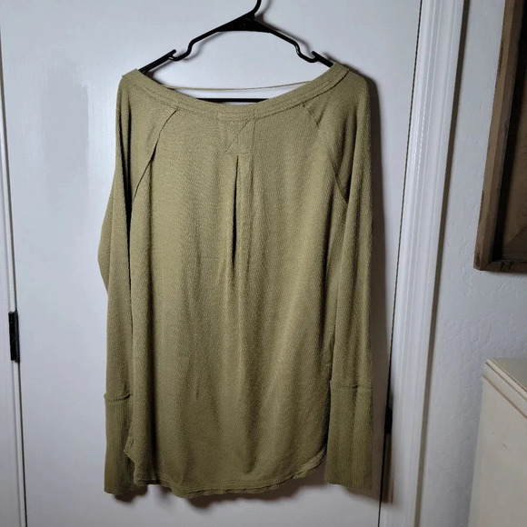 Free People Green Thermal Long Sleeve | We The Free Sweater | Size S - Picture 5 of 7